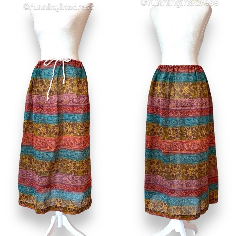 Boho Kaftan and Maxi Skirt Set Upcycled Vintage 70s One Size Fits Up to 3XL - Picture 7 of 16